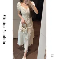 【mimius】肉肉 法式浪漫重工立体花朵假两件连衣裙 G04486
