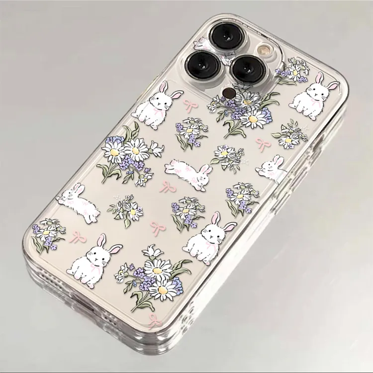 SMBLCE小兔清新花朵适用iPhone17/16pro手机壳华为vivo小米oppo套