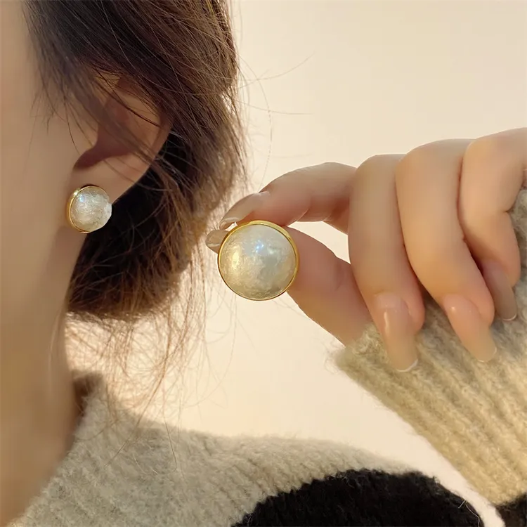 铜合金耳饰 棉花珠耳钉925银针耳环2025新款爆款高级感氛围感配饰