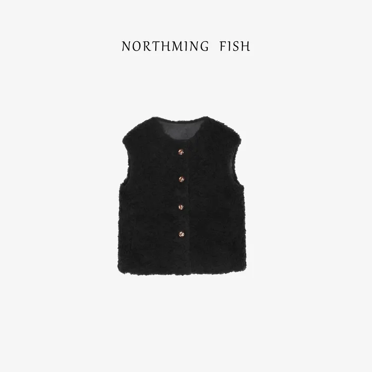 NorthMing fish「回忆录」100%羊毛  简约时髦又保暖的卷卷毛马甲