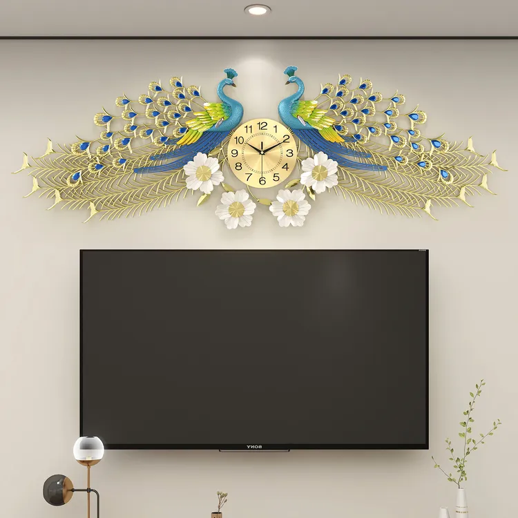 富贵金凤凰-金蕾客厅中式创意时尚大气静音装饰钟表挂钟家用时钟