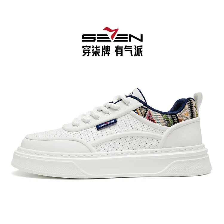 柒牌男鞋新款夏季透气小白鞋低帮国潮刺绣潮流时尚百搭休闲板鞋男商品图