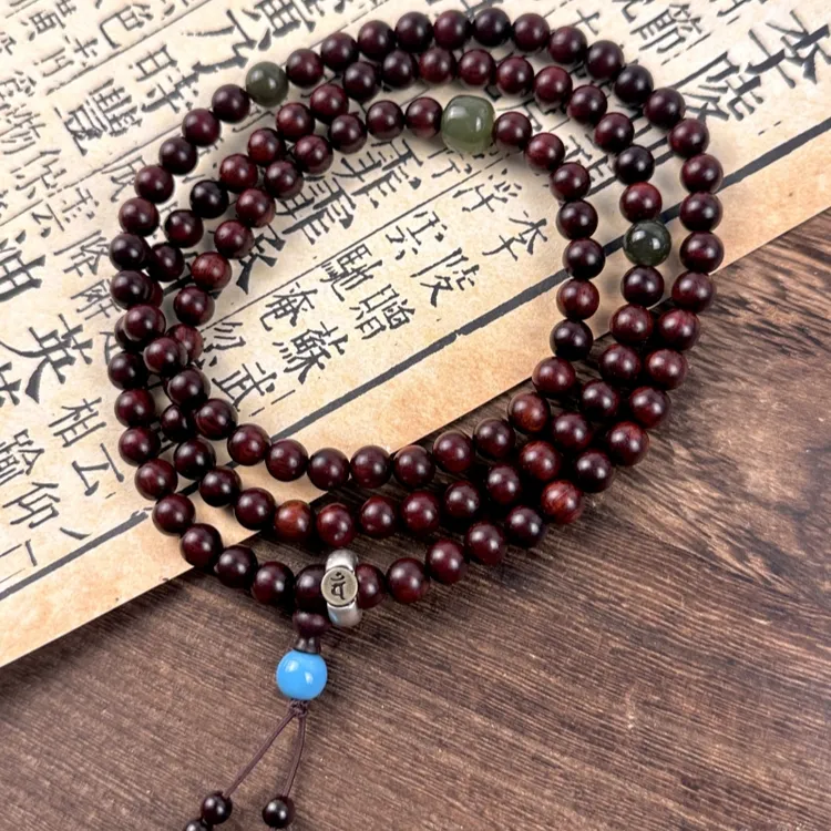 正宗印度小叶紫檀108颗多圈手串老料檀香木高档文玩佛珠男女念珠