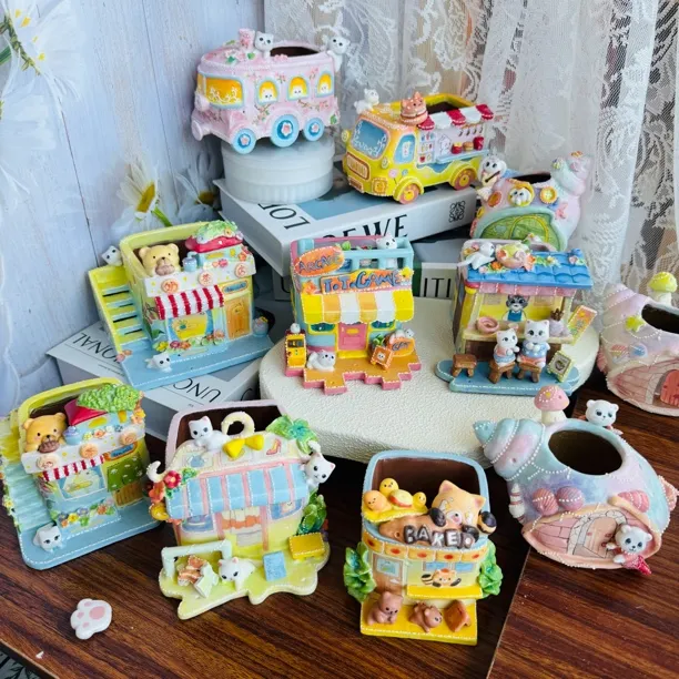 六月精工多肉花盆立体可爱卡通手工制作透气透水控型包邮