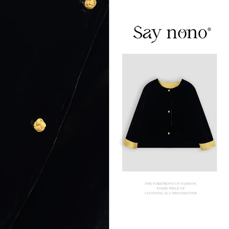 懒猫nono│Saynono 时尚气质新中式百搭双面真丝丝绒外套GY0921SY