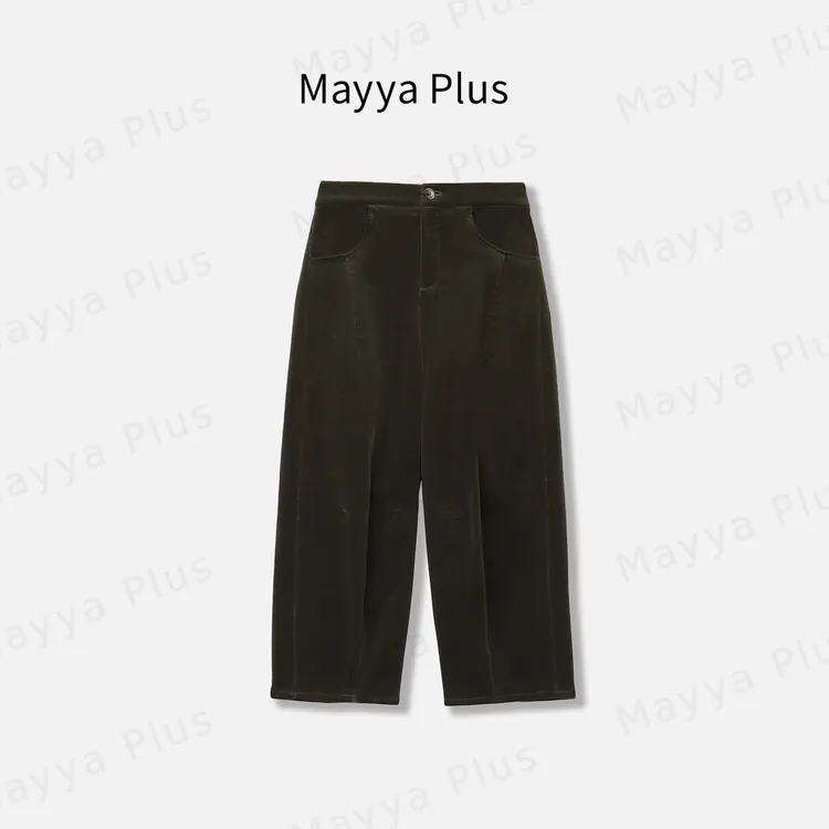 【格林裤】Mayya Plus麦芽定制复古流光风弯刀休闲九分裤子32537223