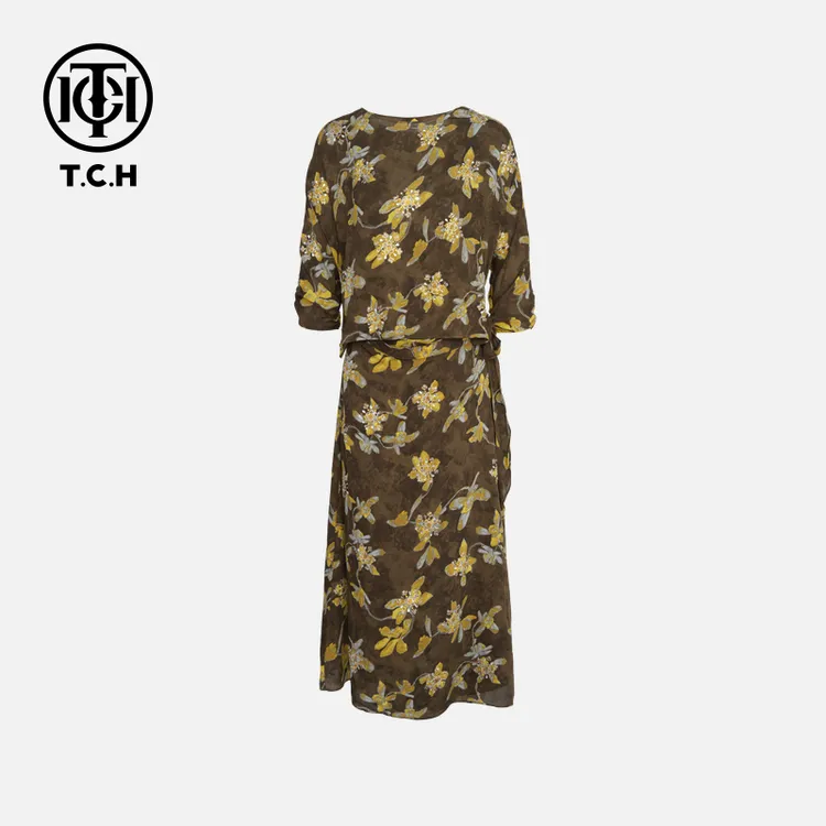 TCH私服烫钻工艺时尚休闲百搭气质连衣裙女T75B30E5225轻奢tch