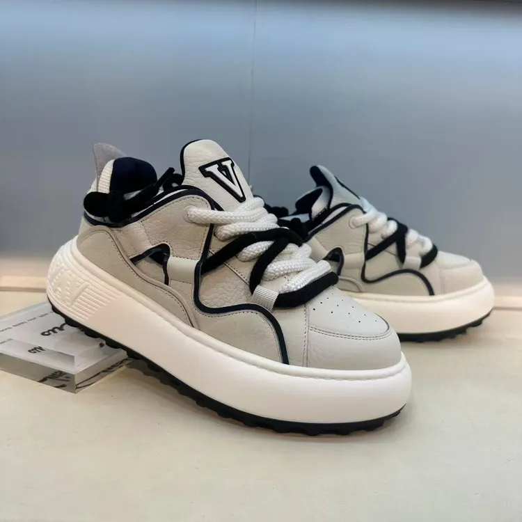 2025年维勒斯秋冬新款潮鞋EVA发泡大底拼色增高真皮百搭休闲鞋