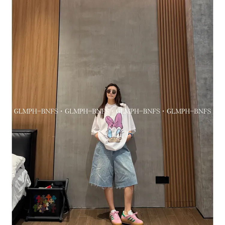 GLMPH-BNFS【唐老鸭T】卡通小众印花宽松圆领半袖百搭T恤-1422