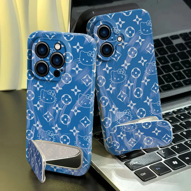羽纱蓝KT猫轻奢适用于苹果16promax手机壳华为小米oppo荣耀vivo