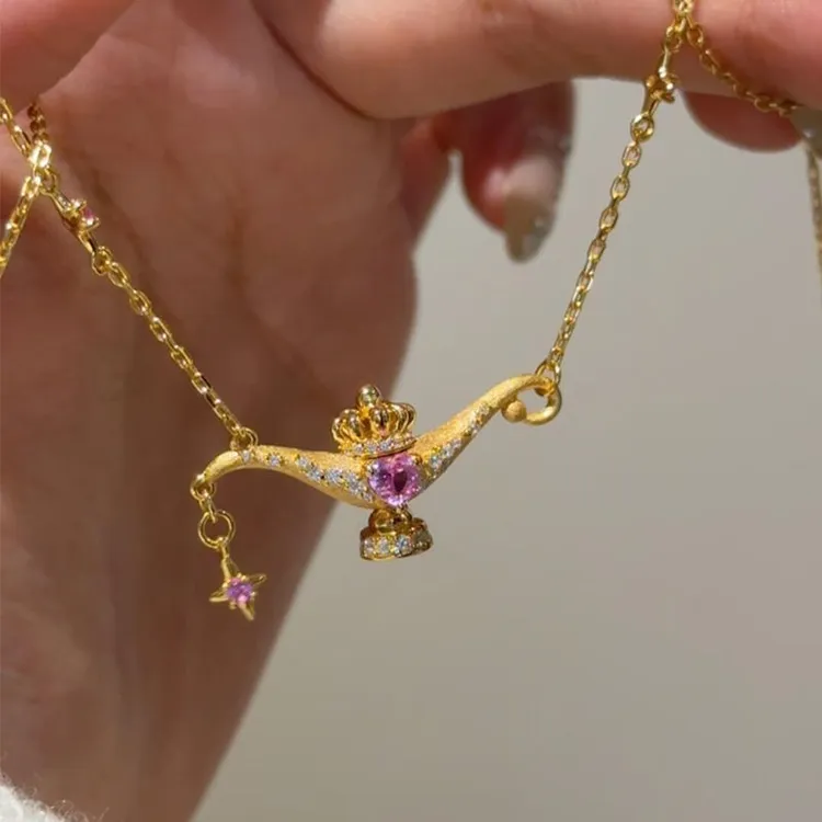 「神愿之力」古金色阿拉丁神灯项链小众设计高颜值宫廷风百搭锁骨链