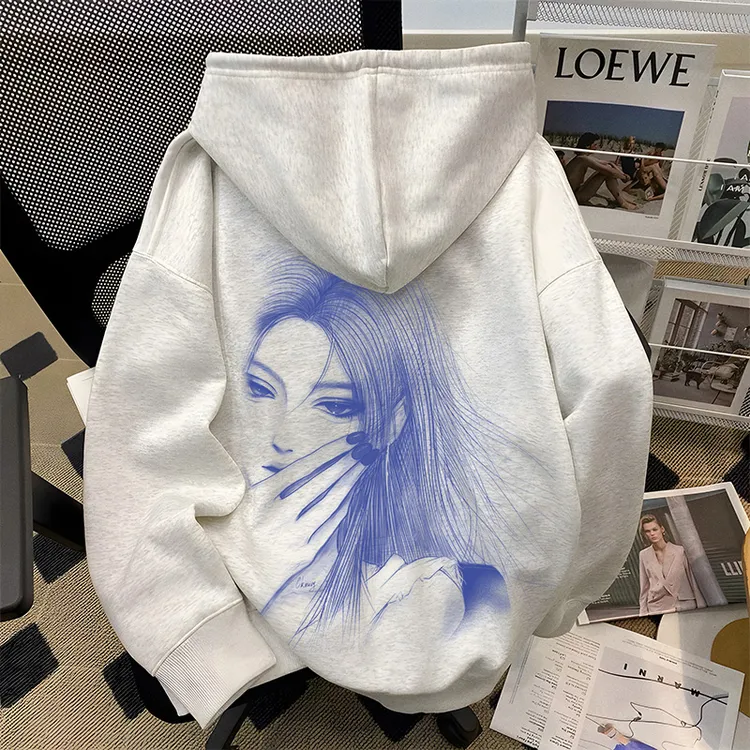 重磅500克加绒加厚连帽卫衣宽松秋冬季流行港风女孩男女同款男装Z