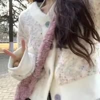 V领短款毛衣外套女秋季·2024新款设计感甜美减龄气质长袖针织开衫