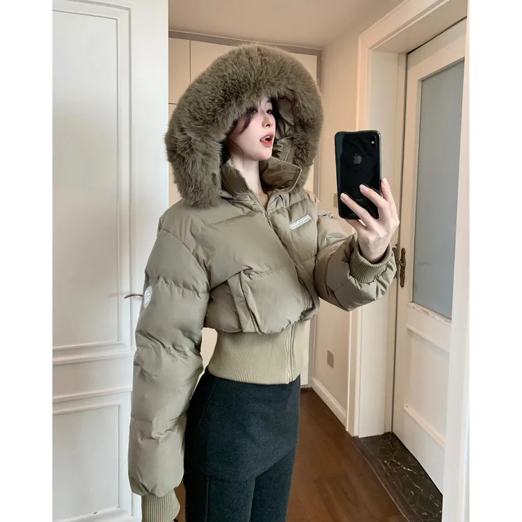棉服女冬季2025新款美式大毛领收腰显瘦气质高级感加厚小众外套潮