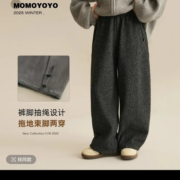 儿童裤子秋冬女童休闲裤加绒保暖显瘦亲子弯刀裤时髦2025新款姐弟