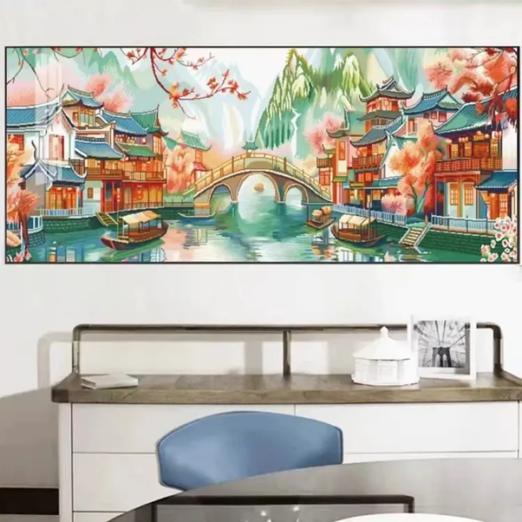 （750）新版忆江南十字绣尺寸195x90cm大格四股78色