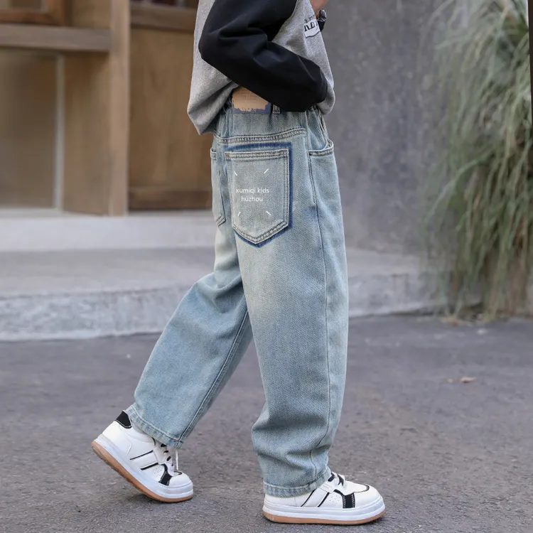 男童牛仔裤秋季2025新款中大童儿童直筒宽松裤子男孩春秋韩版长裤