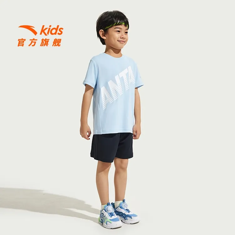 安踏儿童耐脏中大童速干运动套装2025夏季吸湿透气亲肤短袖短裤
