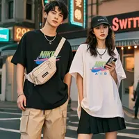 004联名款潮牌T恤男女同款时尚百搭圆领印花t恤短袖AID勾