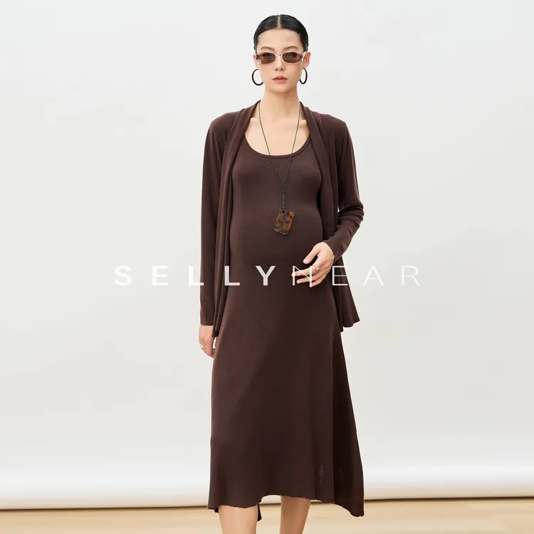 SELLYNEAR孕妇高级感穿搭套装2025新款秋装时尚法式气质开衫套装