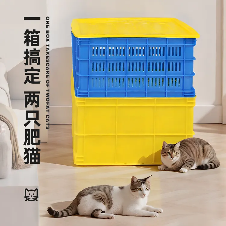 猫砂盆周转箱大号宠物用的塑料箱子长方形周转筐箱收纳箱宠物胶箱