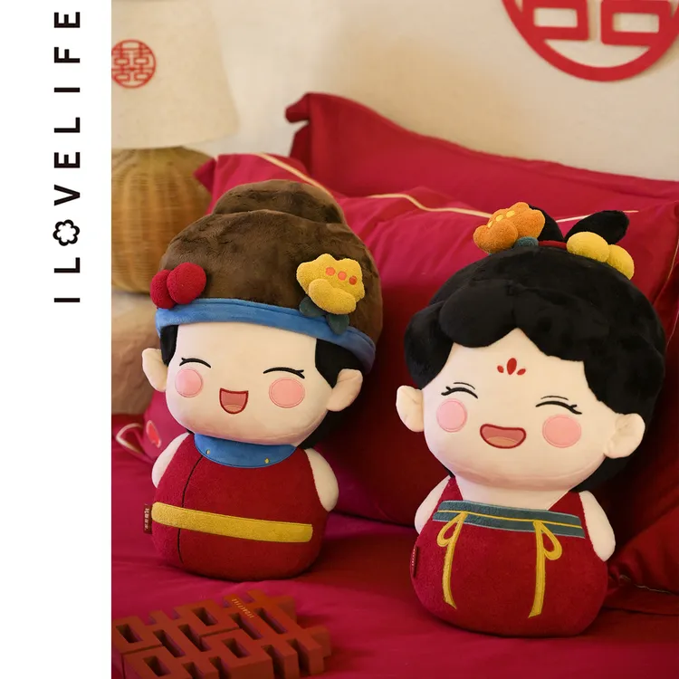 高档原创压床娃娃一对 2025最新款传统抱枕滚床娃娃 结婚新婚礼物