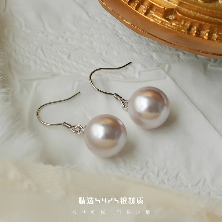 丽沁 925银耳饰 新款曼塔玫瑰紫珠经典耳钩精美优雅耳勾气质轻奢