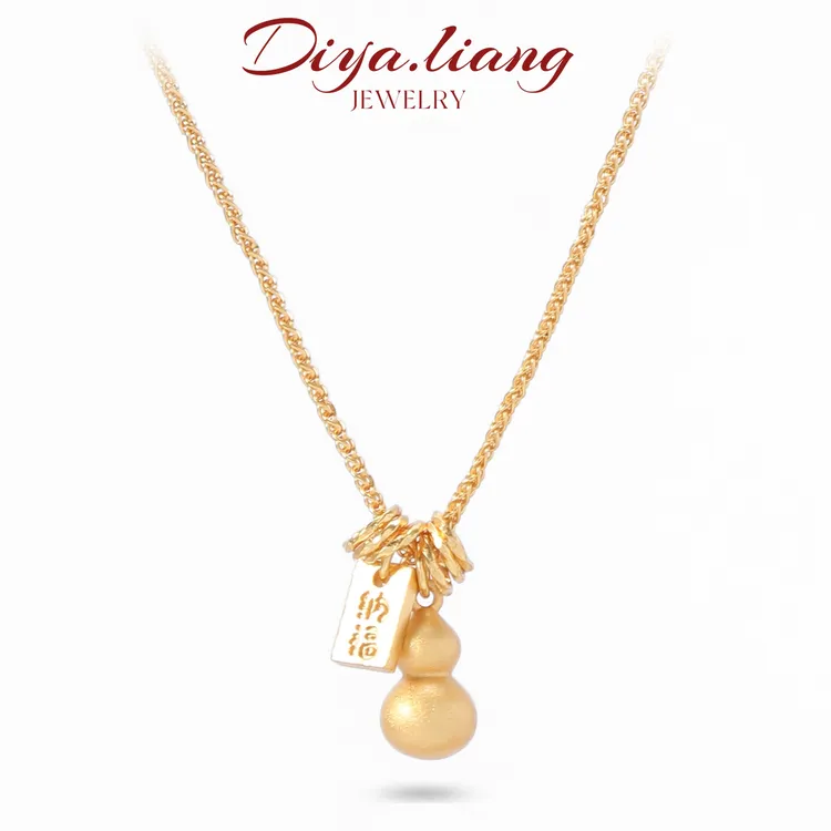 坠链均925银 梁雅帝新品【纳福葫芦】纯手工古法拉丝百搭纯银项链