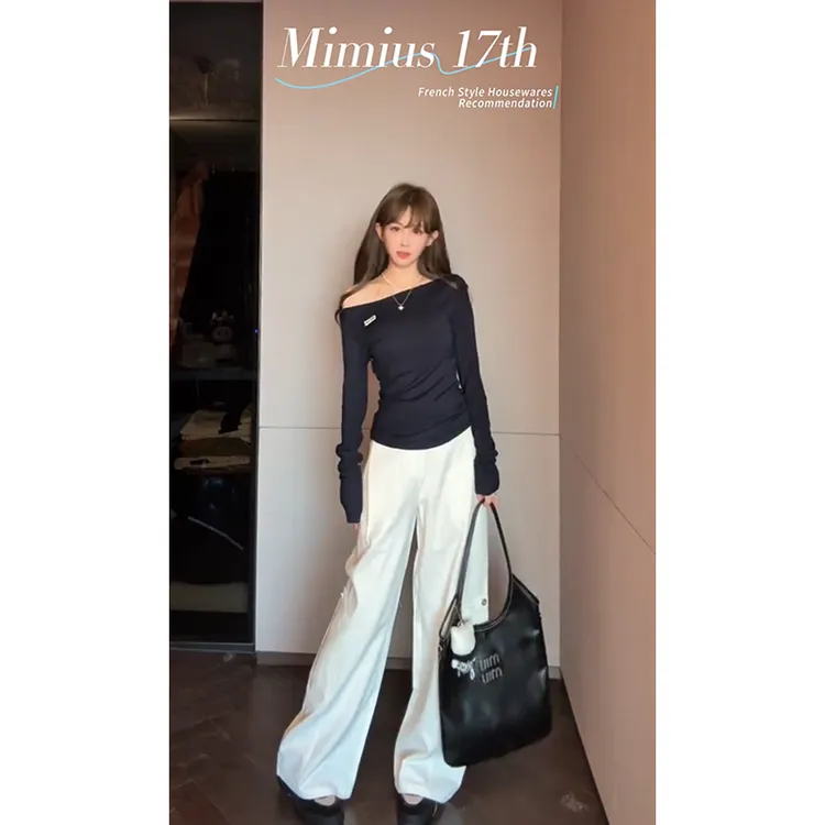 【mimius】P 纯欲一字肩气质修身显瘦打底T恤 G08110