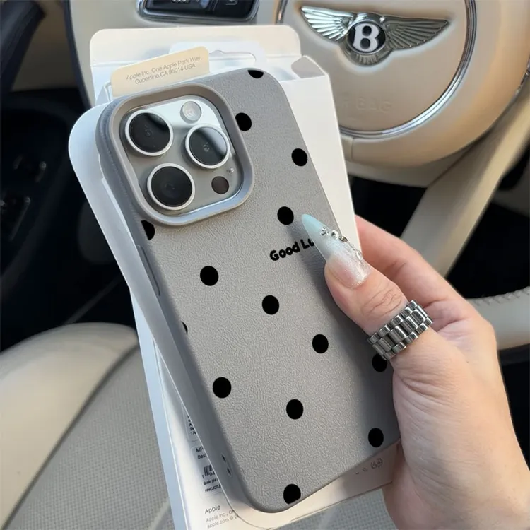 满屏小波点适用苹果16p/15手机壳iPhone14promax13荔枝纹12防摔11
