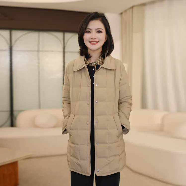 【90白鸭绒】枫竺阿楠anan百搭通勤轻薄中长款羽绒服女秋冬保暖外套
