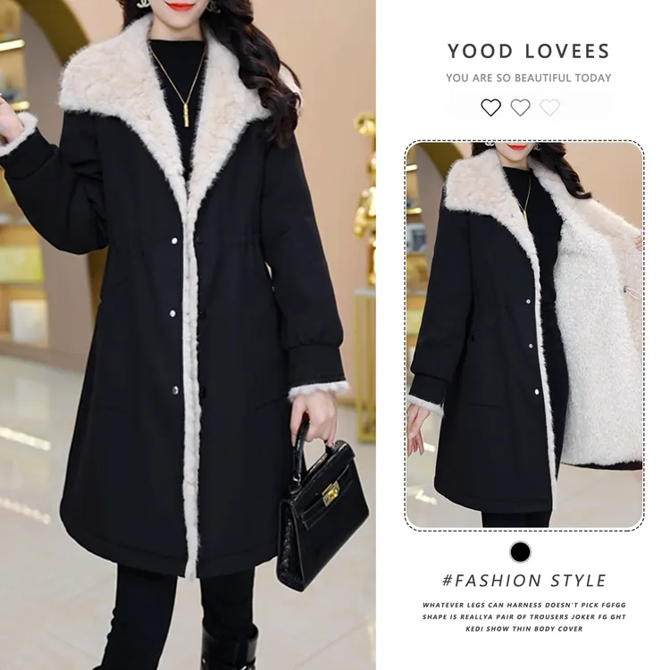 加绒加厚短上衣2025冬季新款时尚休闲气质减龄收腰显瘦中长款外套