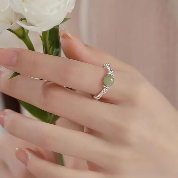 竹节弹力绳戒指女国风复古百搭食指指环叠戴