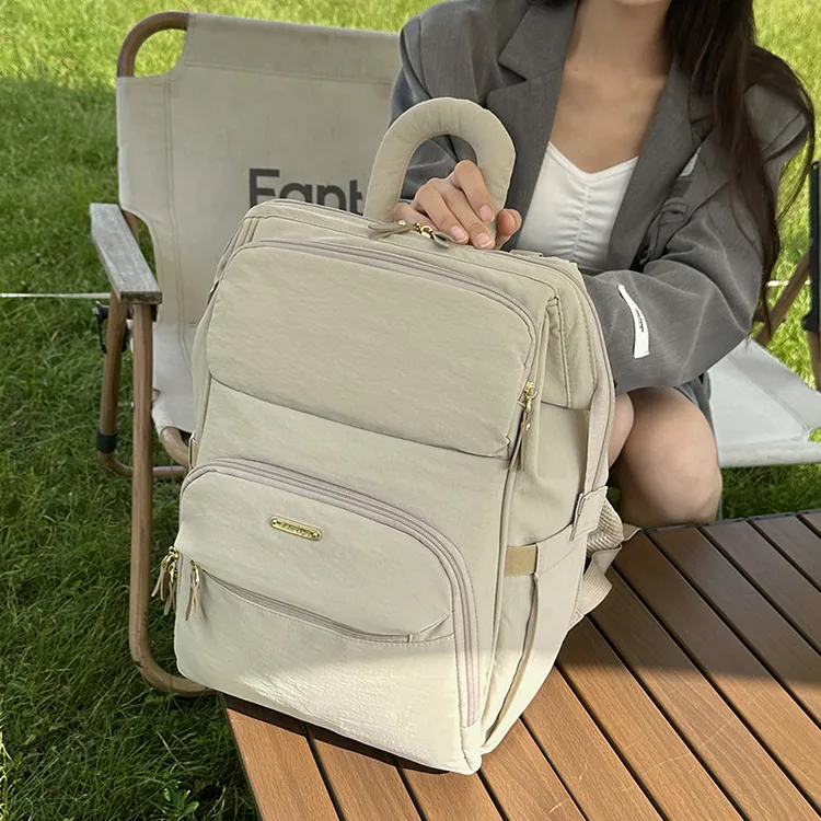 大容量多功能双肩防水带娃出行轻便帆布母婴包产妇外出专用妈咪包