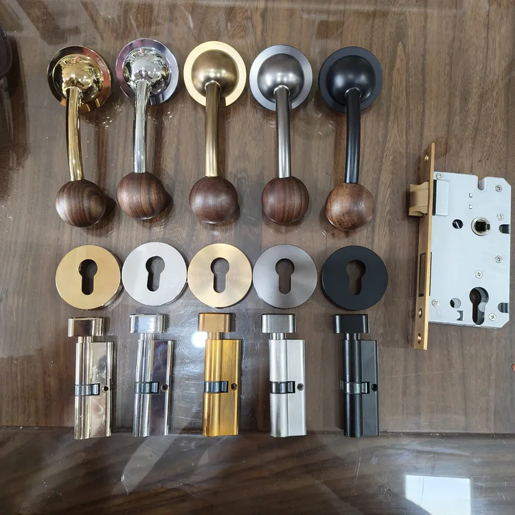房间门锁卧室门锁木门锁室内静音门锁分体胡桃木圆球门锁套装门锁