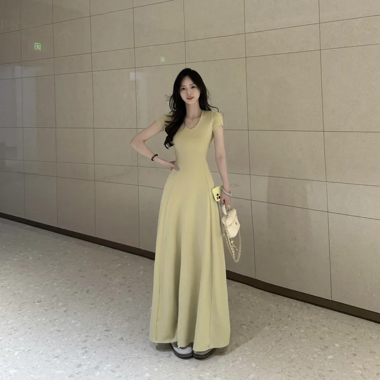 法式恋夏风收腰长裙夏季后妈裙2025新款爆款洋气连衣裙子