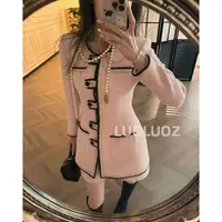 【现货】LUOLUOZ【秘境粉梦】绵羊毛单排纽扣上衣＋半身裙两件套JF375