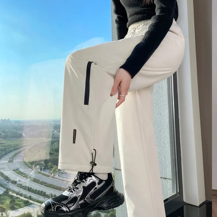 防水工装羽绒裤女外穿冬季2025零下40度粉色防风时尚滑雪防寒棉裤