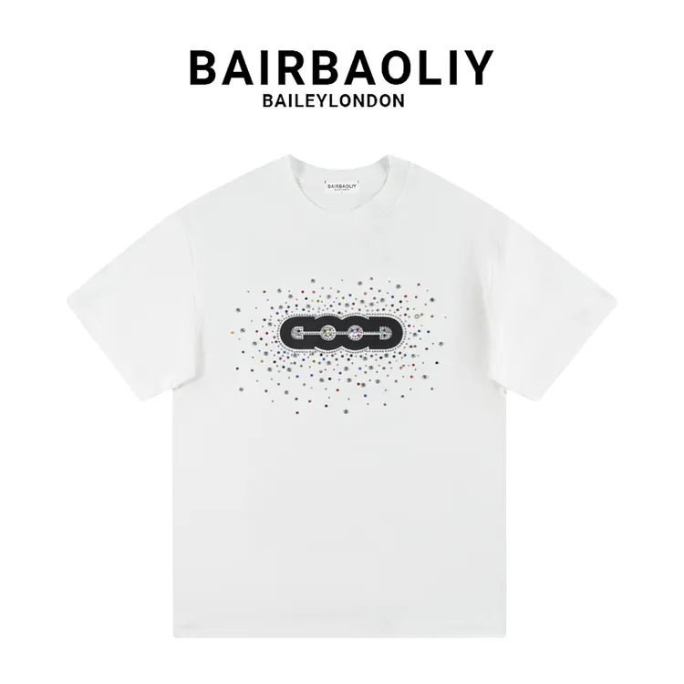 BAIRBAOLIY彩色闪钻经典字母简约高级感修身版型短袖T恤男女同款
