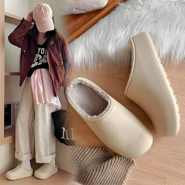 时尚休闲新品┇ 冬季新款包头勃肯棉拖鞋女居家防滑防水棉拖男外穿