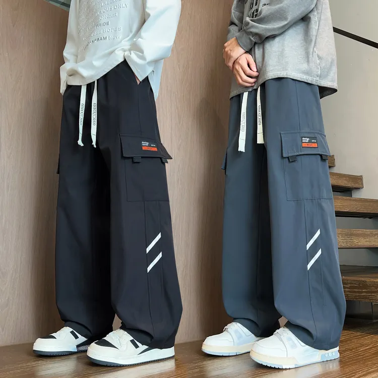 工装裤男士春秋季2025新款宽松直筒男裤潮流阔腿青少年休闲裤子男