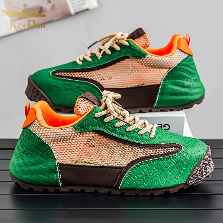 金盾夏季男鞋潮流百搭透气网面运动小白鞋户外增高耐磨休闲鞋QG87