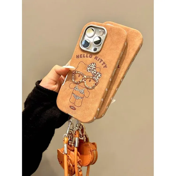 小香风豹纹眼镜比基尼可爱猫咪适用iphone16promax苹果15手机壳14