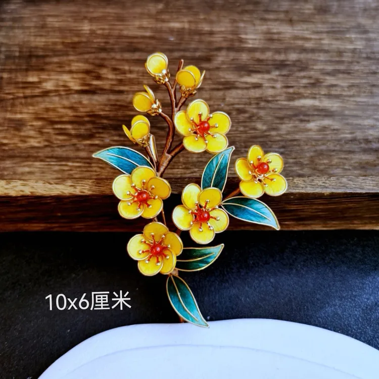 铜合金胸针 288 非遗手作金梅绒花胸针胸花