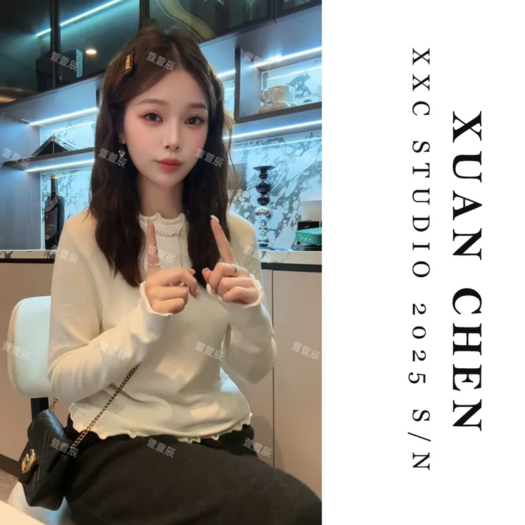 【慕斯卷】网红洋气炸街女装秋季百搭老钱风加绒内搭打底T恤#9010