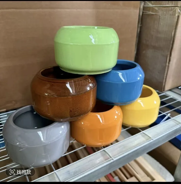 绿色加厚双层彩釉创意小型瓷罐陶瓷家用多色撒料碗饭碗陶瓷碗小碗