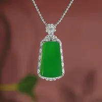 【专属】新中式天然绿玉髓无事牌吊坠正品菠菜绿玛瑙项链