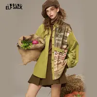 妖精的口袋费尔岛印花拼接设计感衬衫2025秋季新款通勤上衣