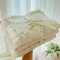 【春意花边款四件套】有氧提花韩版碎花柔软透气床单款套件