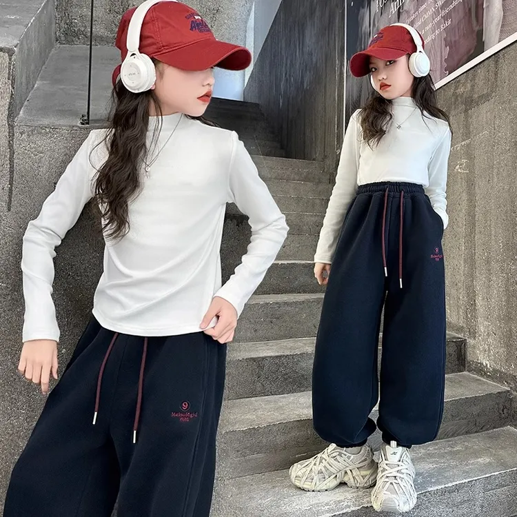 女童德绒打底衫秋冬新款中大儿童长袖T恤洋气宝宝内搭半高领上衣